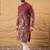 Men pink georgette solid embroidered straight kurta