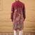 Men pink georgette solid embroidered straight kurta
