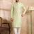 Men teal polyester solid embroidered straight kurta sets