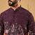 Men purple georgette solid embroidered straight kurta