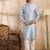 Men blue polyester solid embroidered straight kurta sets