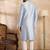 Men blue polyester solid embroidered straight kurta sets