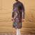Men purple georgette solid embroidered straight kurta