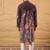 Men purple georgette solid embroidered straight kurta
