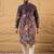 Men purple georgette solid embroidered straight kurta