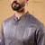 Men purple silk blend solid embroidered straight kurta