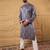 Men purple silk blend solid embroidered straight kurta