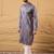 Men purple silk blend solid embroidered straight kurta