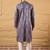 Men purple silk blend solid embroidered straight kurta