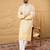 Men yellow viscose rayon ethnic motifs embroidered straight kurta