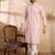 Men pink viscose rayon solid embroidered straight kurta sets