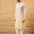 Men yellow viscose rayon ethnic motifs embroidered straight kurta