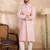 Men pink viscose rayon solid embroidered straight kurta sets