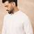 Men white viscose rayon solid embroidered straight kurta