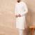 Men white viscose rayon solid embroidered straight kurta