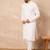 Men white viscose rayon solid embroidered straight kurta