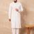 Men white viscose rayon solid embroidered straight kurta