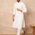 Men white viscose rayon solid embroidered straight kurta