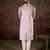 Men lavender silk blend solid embroidered straight kurta with trouser