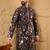 Men black silk blend solid embroidered straight kurta