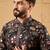 Men black silk blend solid embroidered straight kurta