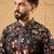 Men black silk blend solid embroidered straight kurta
