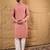 Men pink silk blend solid embroidered straight kurta
