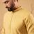 Men yellow silk blend solid embroidered straight kurta