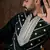 Men black silk blend solid embroidered straight kurta with trouser