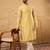 Men yellow silk blend solid embroidered straight kurta