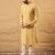 Men yellow silk blend solid embroidered straight kurta