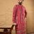 Men pink georgette solid embroidered straight kurta