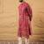 Men pink georgette solid embroidered straight kurta