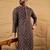 Mens brown viscose rayon ethnic motifs embroidered chikankari straight kurta