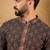 Mens brown viscose rayon ethnic motifs embroidered chikankari straight kurta