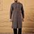 Mens brown viscose rayon ethnic motifs embroidered chikankari straight kurta