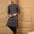 Men black viscose rayon ethnic motifs embroidered straight kurta