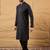 Mens black viscose rayon geometric embroidered chikankari straight kurta