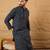 Men black viscose rayon abstract embroidered straight kurta
