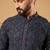 Men black viscose rayon abstract embroidered straight kurta