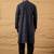 Men black viscose rayon abstract embroidered straight kurta