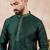 Men green silk blend solid woven design straight kurta with trouser