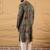 Men black viscose rayon geometric embroidered straight kurta