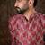 Men maroon silk blend chevron printed straight kurta with trouser