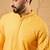Men yellow silk blend embroidered chikankari straight kurta