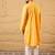 Men yellow silk blend embroidered chikankari straight kurta