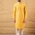 Men yellow silk blend embroidered chikankari straight kurta