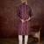 Men purple silk blend striped printed straight kurta with trouser