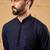 Men blue viscose rayon solid embroidered straight kurta