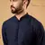 Men blue viscose rayon solid embroidered straight kurta